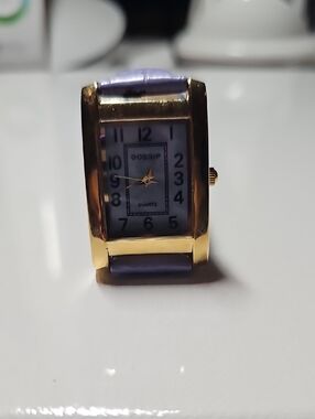 Gossip Gold-Tone Rectangular Watch with Lavender Strap
